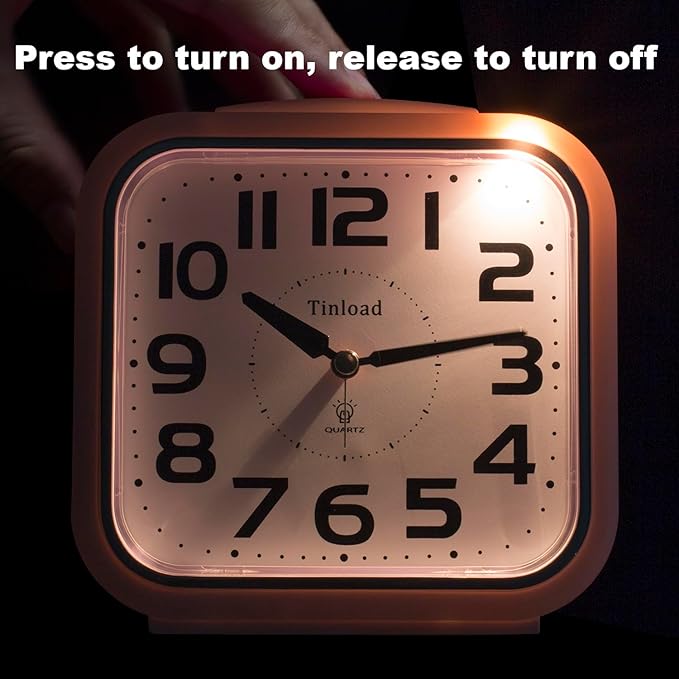 Tinload 5.5" Large Analog Alarm Clock Silent Non Ticking, Gentle Wake, Beep - Image 6