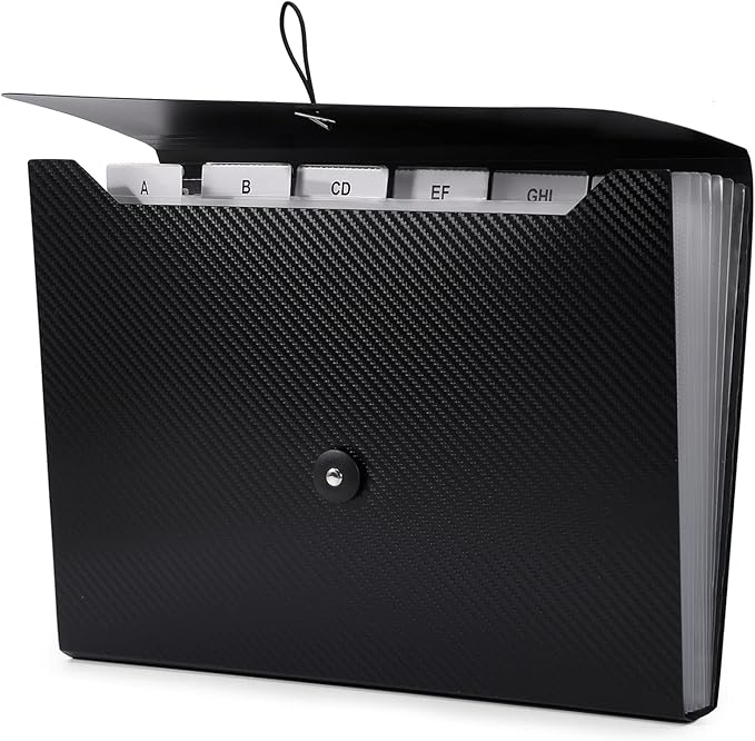 Cesil Black 7-Pocket Expanding File Folder, Polypropylene by CesilOfficeSupplies