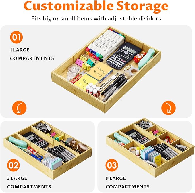 VA1KENE Bamboo Drawer Organizer - Image 3