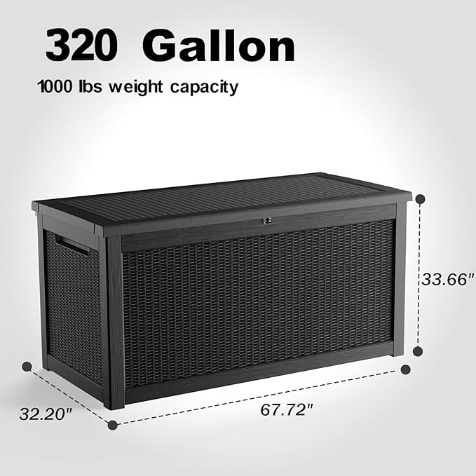 EasyUp 320 Gallon Deck Boxes Waterproof, Outdoor Large Storage Boxes - Image 2