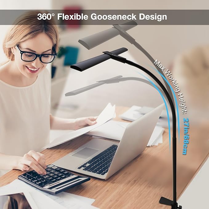 Hensam Desk Lamp for Home Office, Double Head Desk Light - Image 5