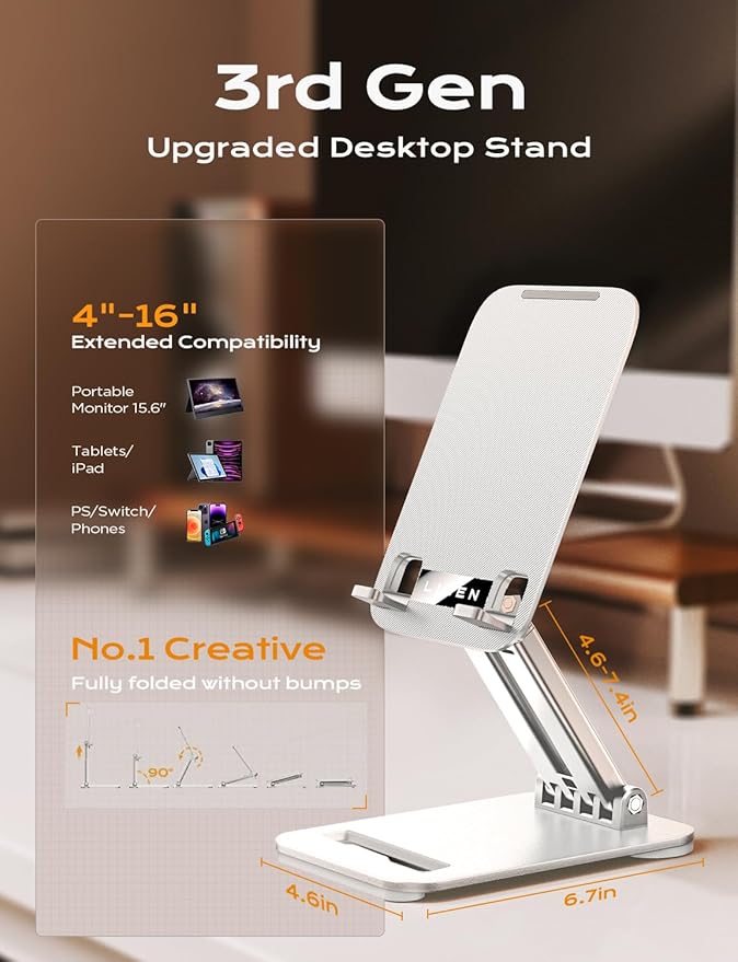 LISEN Tablet Stand for iPad Stand Holder Desk, Foldable Home Office Desk - Image 2