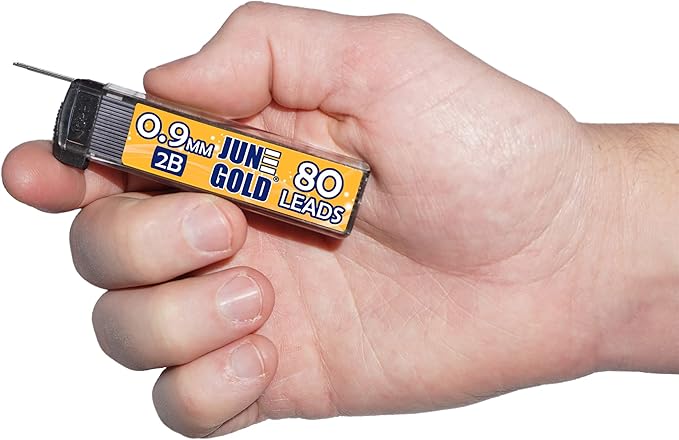 June Gold 320 Pieces, 0.9 mm 2B Lead Refills, 80 Pieces Per Dispenser, Bold - Image 2