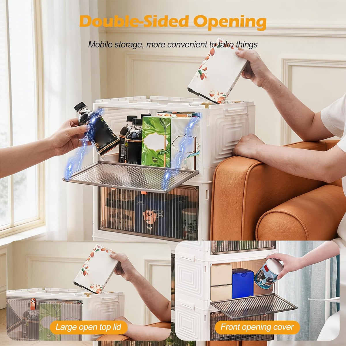 Ergocar Foldable Storage Boxes, Transparent Plastic Storage Boxes with Lid, S...
