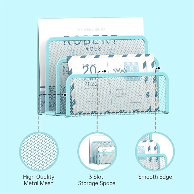 SUPEASY Mail Organizer for Desk, Mesh Metal Mail Holder Countertop - Image 4