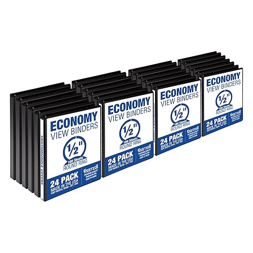 Samsill 0.5 Inch 3 Ring Binders, Made in USA, Economy Round Ring, 100 Sheet by Samsill