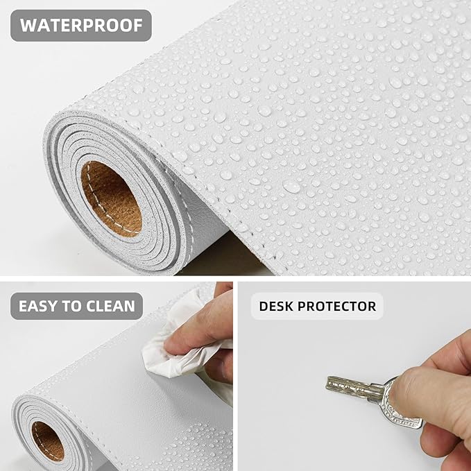 AFIING Dual-Sided Desk Pad, Natural Cork & PU Leather, Desk Mat Protector - Image 4