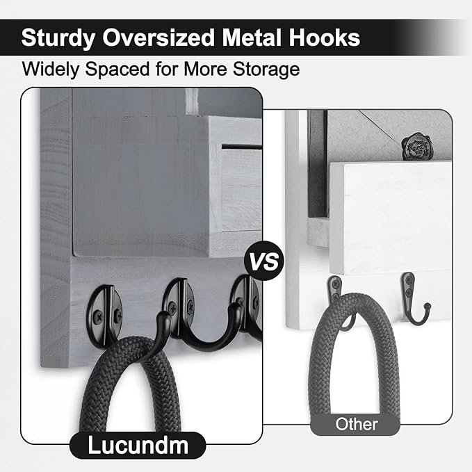 Lucundm Key Holder Wall Mount, Mail Holder - Image 5