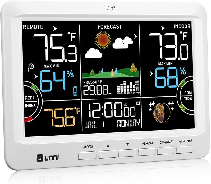 Weather Station Indoor Outdoor Thermometer Wireless, Home Atomic Clock by UUNNI