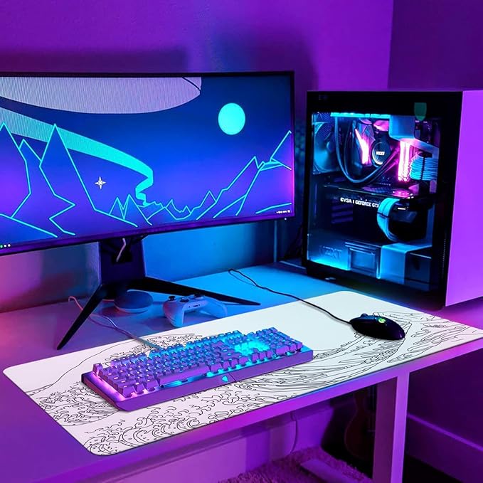 iCasso White Mouse Pad, Extended Gaming Mouse Pad, Large Stable Rubber Base - Image 6
