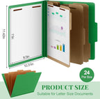 Skyygemm 24 Pcs Classification Folders Letter Size, 3 Divider Pressboard File - Image 2