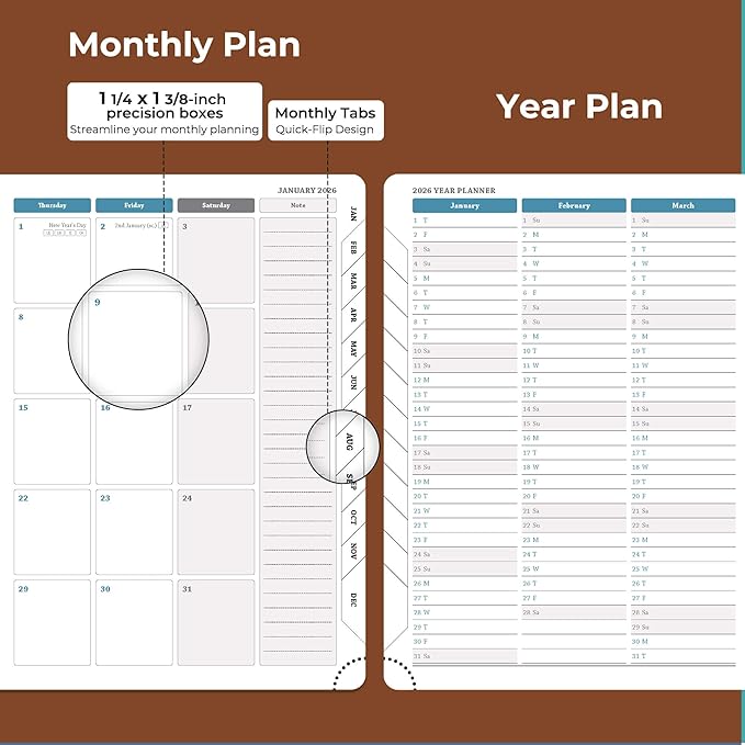 IN-LUXPRO Planner 2026 Daily Weekly and Monthly, 12 Months Spiral Bound - Image 4