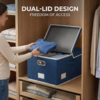 PRANDOM Storage Bins with Lids Linen Fabric Foldable Storage Boxes Organizer - Image 4