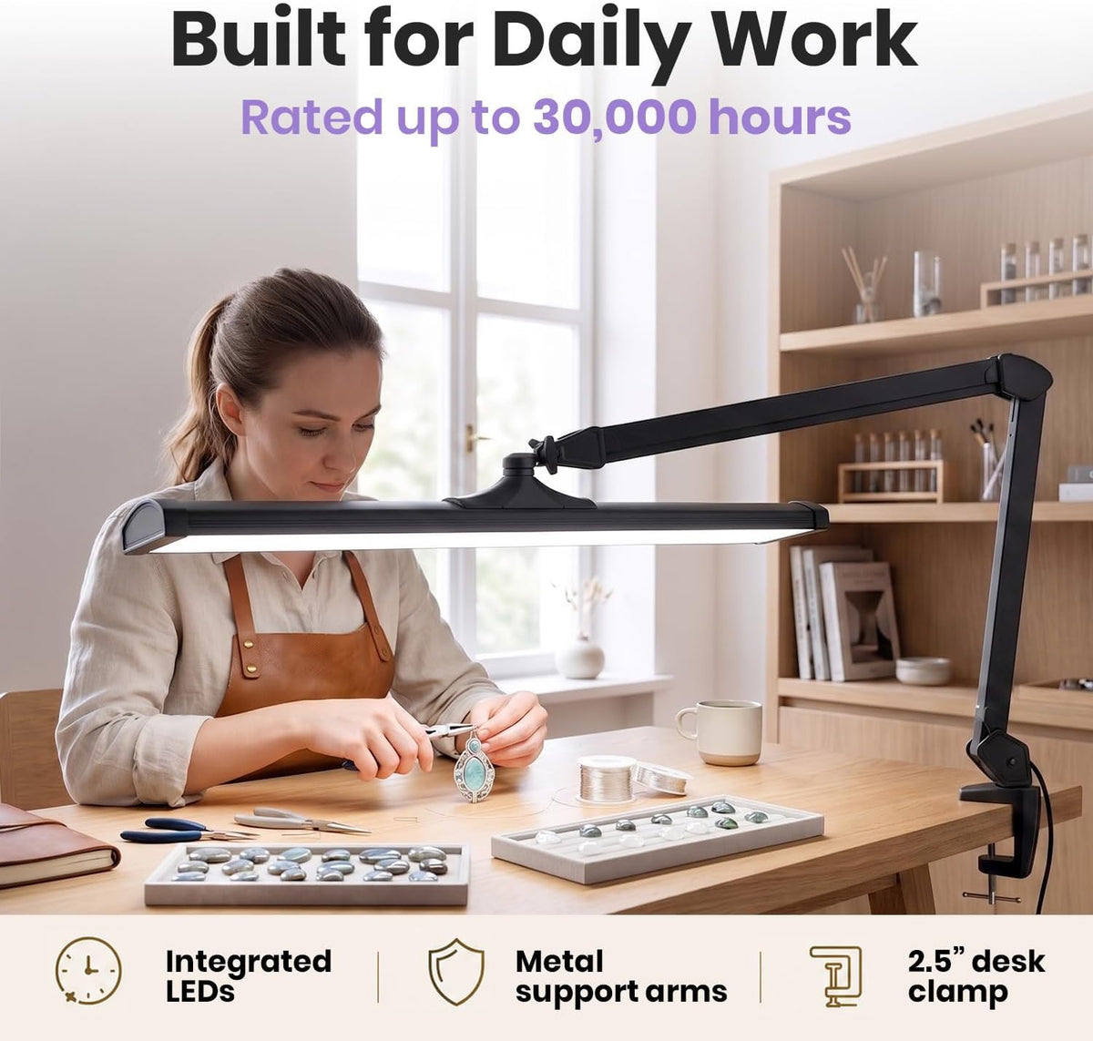 Neatfi Pro 4500 Lumens 50W LED Task Lamp with Clamp, CRI 95, CCT (Black-7)