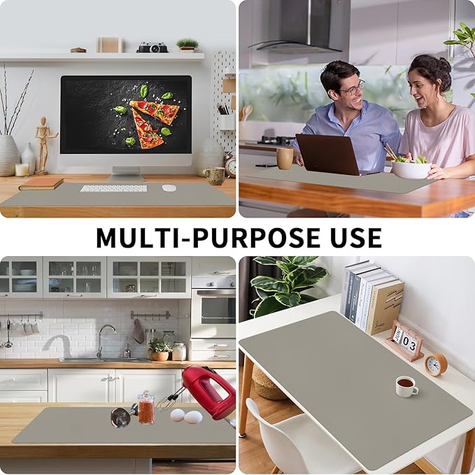 Bloss Grey Desk Mat, Leather Desk Pad, Desk Matt - Image 6