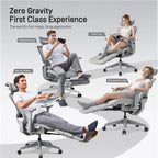 flow360 ergonomic mesh office chair with footrest, big&tall showing dimensions