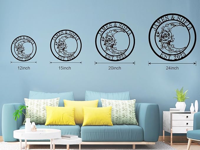 ENFODREAM Moon Metal Floral Art Decor Black Boho Large Floral Moon and Star - Image 5
