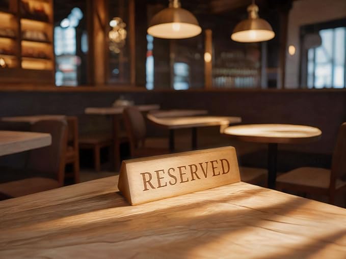 Wood Table Top Seating Reserved Signs - Image 5