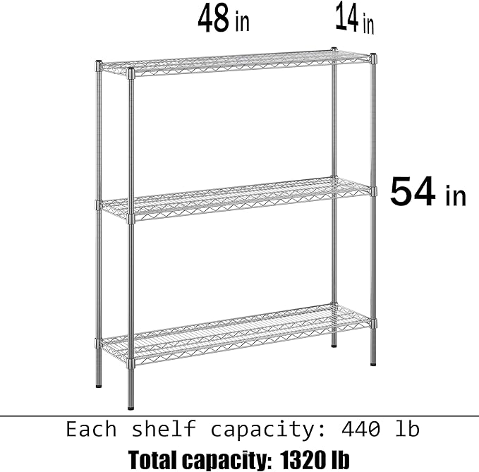 Regal Altair 14" Deep x 48" Wide x 54" Height Wire Shelving Kit | 3-Tier | NSF - Image 3