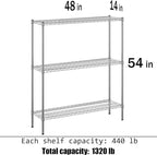 Regal Altair 14" Deep x 48" Wide x 54" Height Wire Shelving Kit | 3-Tier | NSF - Image 3
