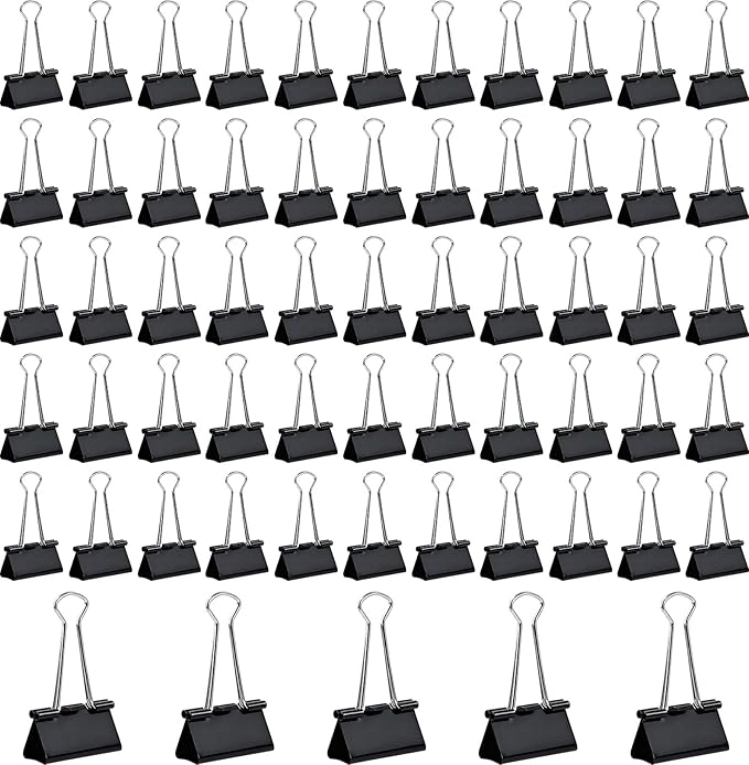 60 PCS Large Binder Clips – 2Inch 51mm Big Black Metal Paper Clamps, Extra by Unknown