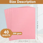 Silunkia 40 Sheets Candy Pink Cardstock 8.5 x 11 Craft Paper, 75lb Premium - Image 2