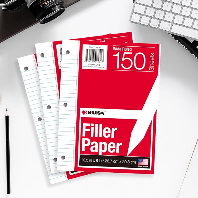 KAISA Filler Paper Loose Leaf Paper, Wide Ruled Paper, 3-Hole Punched Binder - Image 7