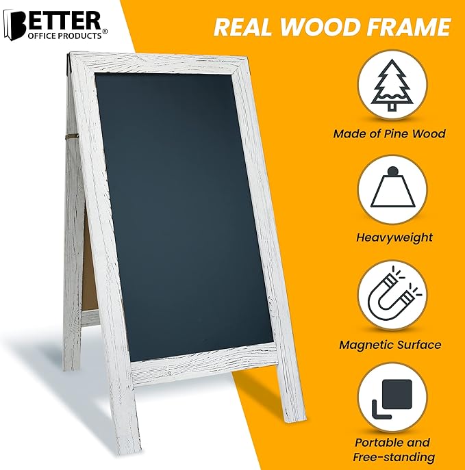 Better Office Products Magnetic A-Frame Chalkboard Sign, Extra Large 20" x 40" - Image 5