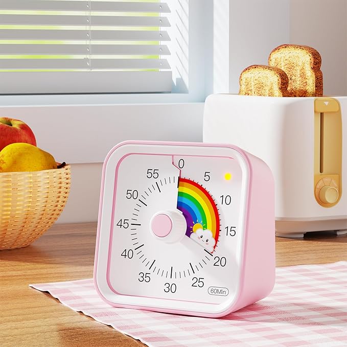 Visual Timer for Kids with Pause Function, Cute Silent Timer with Rainbow for - Image 4