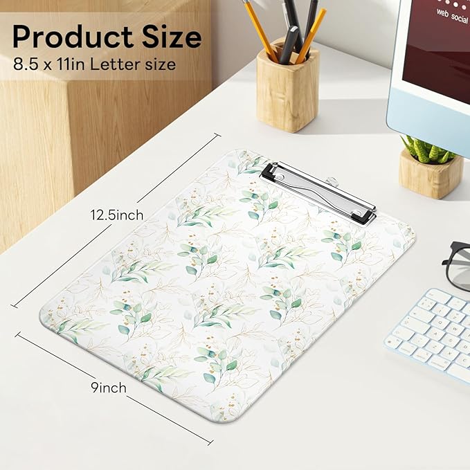 Luminzo Plastic Cute Clipboard Low-Profile Metal Clip, A4 Letter Size 9 x 12.5 - Image 2
