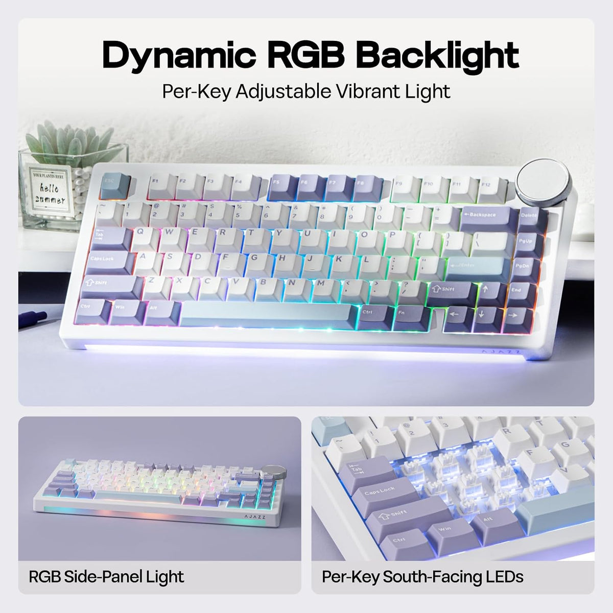 EPOMAKER AJAZZ AK820 V2 Tri-Mode Mechanical Gaming Keyboard, Big Knob