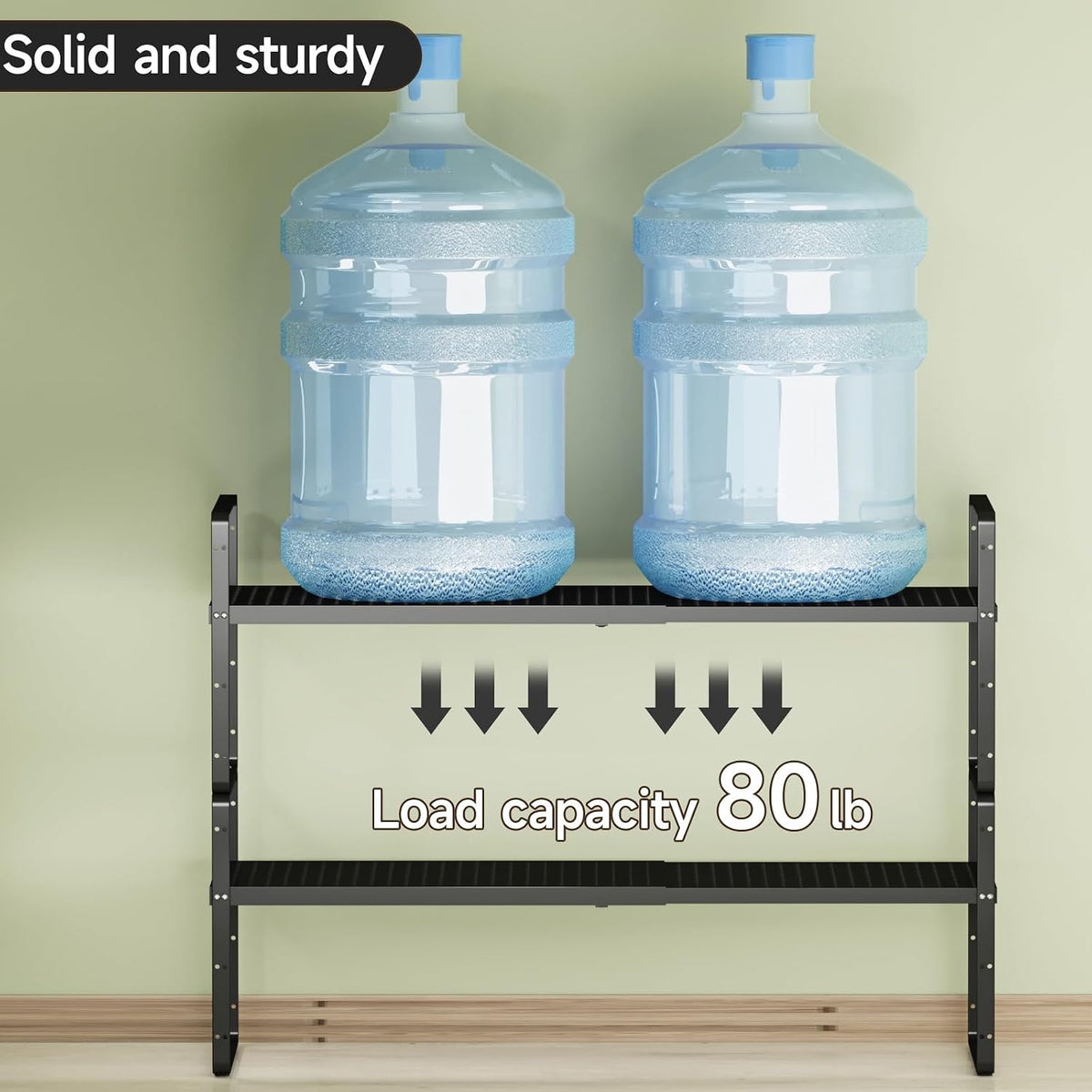 Expandable Cabinet Shelf Organizers, 16.5"~27''L, Black