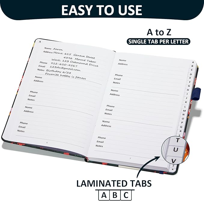 Comkiso Address Book with Individual Alphabetical Tabs Laminated, Large Print - Image 2