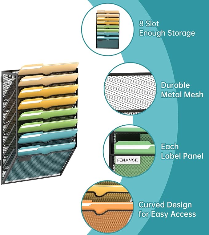SUPEASY Wall File Organizer Mesh Office Mail Holder, Hanging Wall Organizer - Image 3