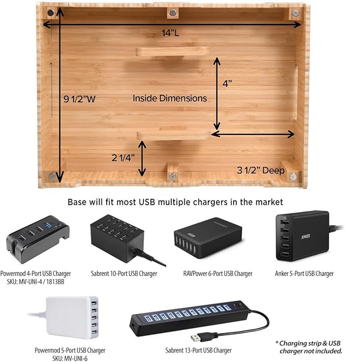 MobileVision Bamboo 12-Port Charging Station & Docking Organizer - Image 7