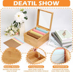 5x8 Index Card Holder with Dividers Bamboo Index Card Storage Box 4 - Image 3