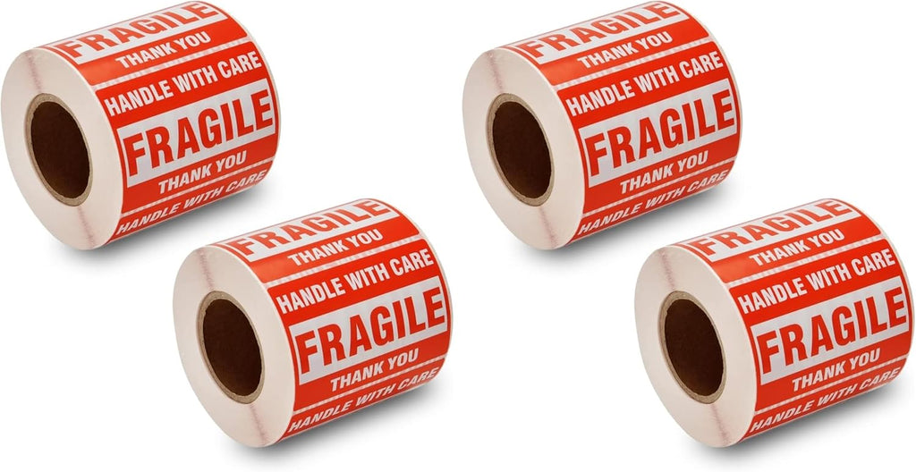 1000 Fragile Stickers 2 Rolls 2'' x 3'' Fragile - Handle with Care - Thank You Shipping Labels Stickers (500 Labels/Roll) (Pack of 2)