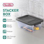 Sterilite 12-Pack Modular Stacker Box, Durable Clear Plastic Storage Bins - Image 3