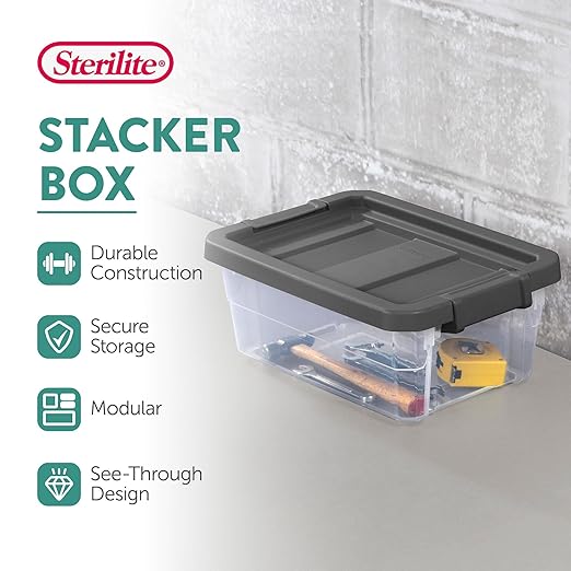 Sterilite Box Stacker Modular Clear 16QT 14723V06 - Image 2