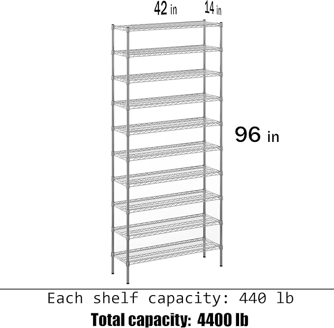 Regal Altair 14" Deep x 42" Wide x 96" Height Wire Shelving Kit | 10-Tier | NSF - Image 3