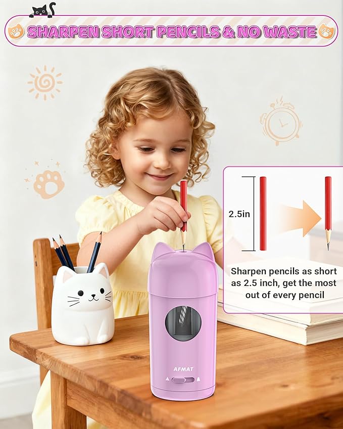 AFMAT Electric Pencil Sharpener, Automatic Pencil Sharpener, Auto in & Out - Image 4