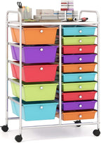 Giantex 15-Drawer Organizer Cart Office School Storage Cart Rolling Drawer Cart by Giantex