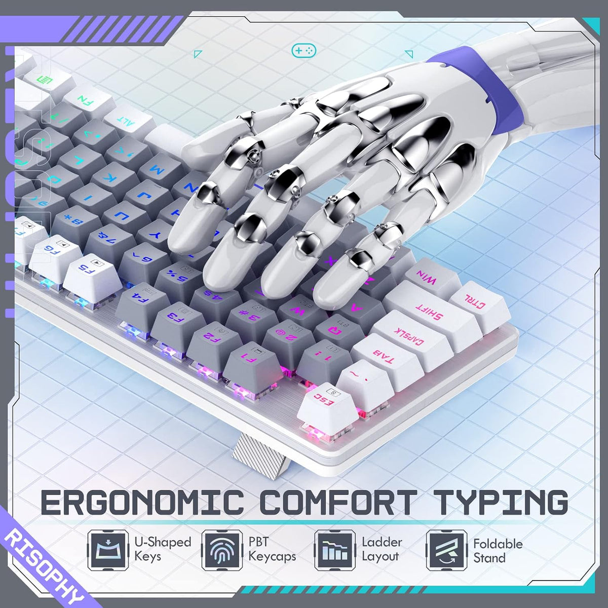 RisoPhy Wireless Mechanical Keyboard, Triple Mode 2.4G/USB-C/Bluetooth Gaming...