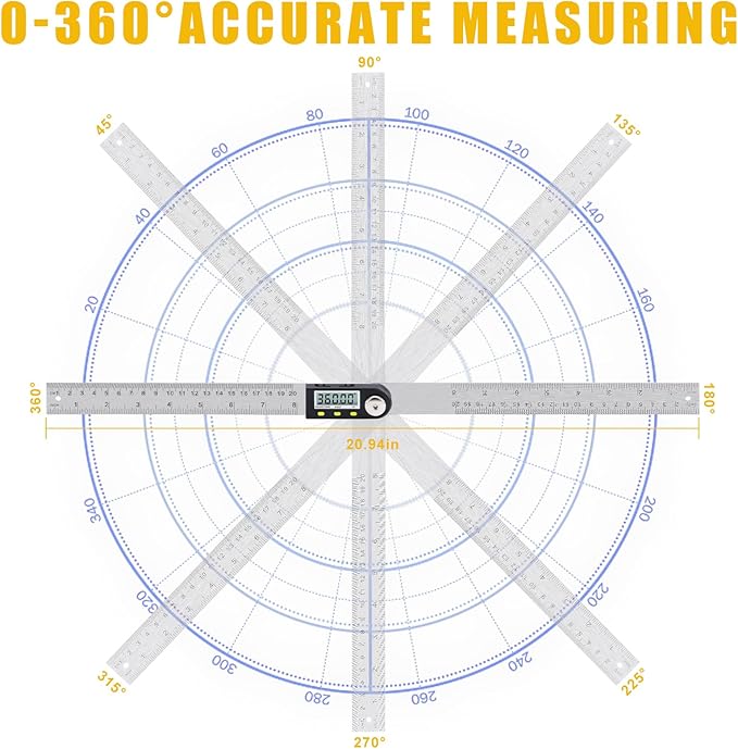 Delgada 8 inch/200mm Digital Angle Finder Ruler - Image 3
