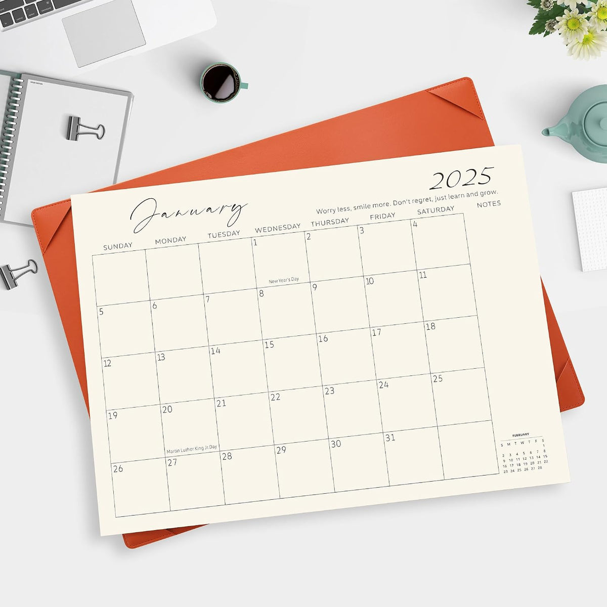 Gannyfer Desk Calendar 2025-2026 with Desktop Mat, Simplified Large 22" ...