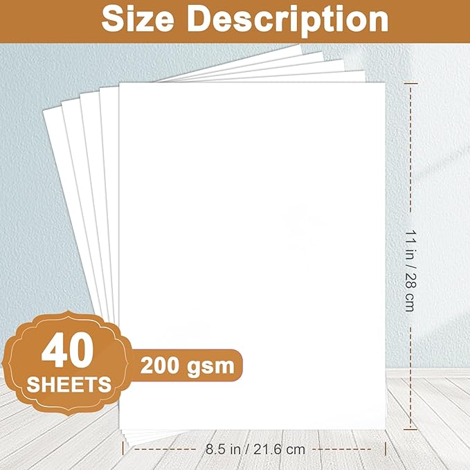 Silunkia 40 Sheets White Cardstock 8.5 x 11 Printer Paper, 75lb White Paper - Image 2