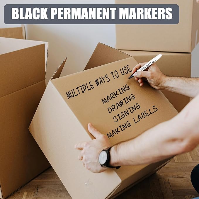 Duchong Black Permanent Markers, Quick Drying Marker, Waterproof, Works on - Image 2