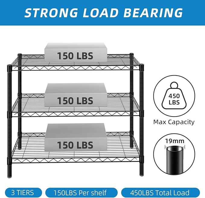 Guan River 3-Shelf Adjustable Metal Shelf Wire Shelving Unit Storage Rack - Image 4