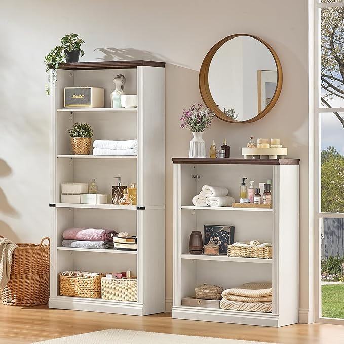 RWYHG 70" White Tall Bookshelf, 5-Tier Thick Wooden Book Shelf - Image 5