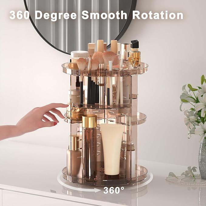 Rotating Makeup Organizer Countertop, DIY Adjustable Trays Spinning Skincare - Image 3